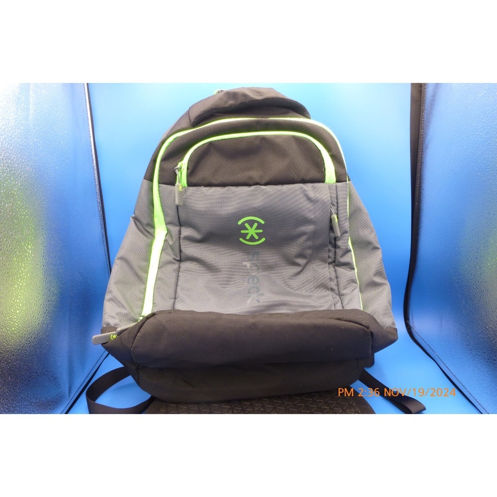Speck Laptop Bag Backpack Gray Black Neon Green Nylon Mens